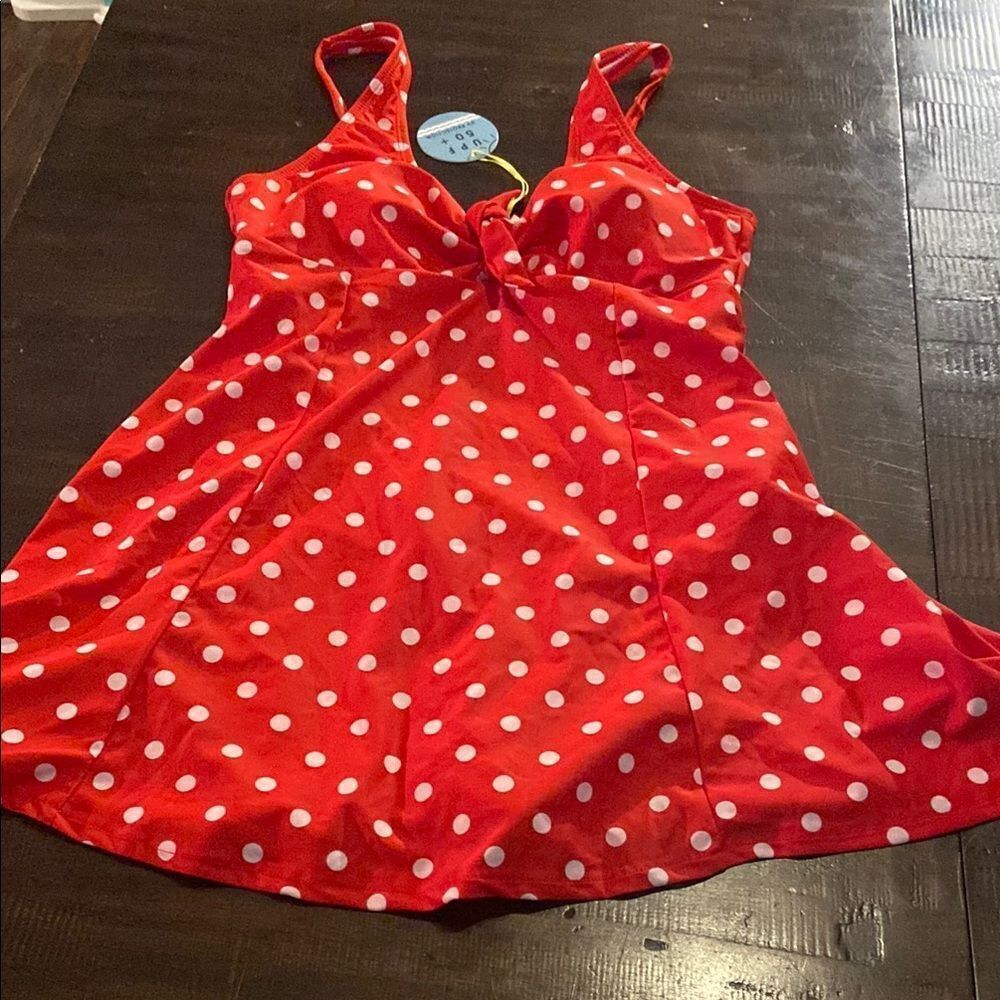 Marina West Red Polka Dot Retro Swimsuit size Medium